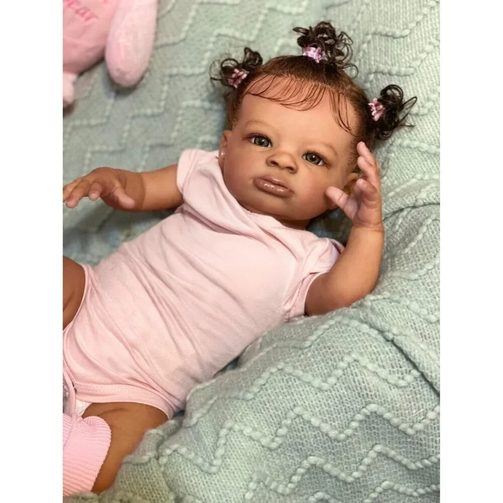 20Inch Realistic Baby Doll African American Reborn Babies Brown Country Doll